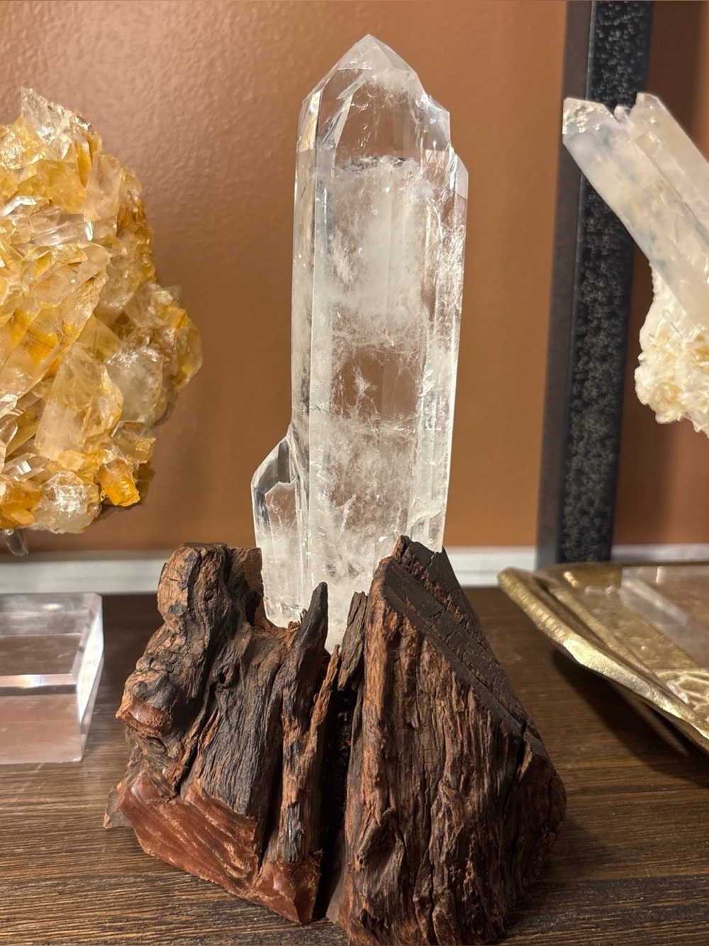Clear Quartz Tower with Custom Stand